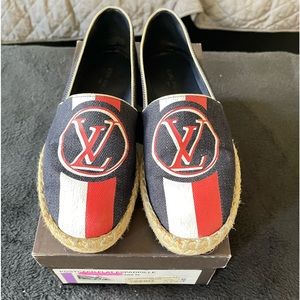 Authentic Louis Vuitton Blue Denim Postcard Espadrille